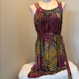 Axcess Pink and Yellow Patterned Mini Dress